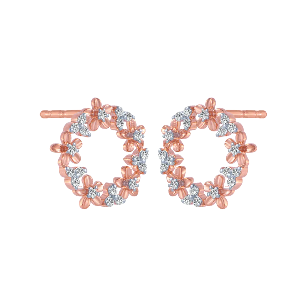 14KT (585) Rose Gold And Solitaire Stud Earrings For Women