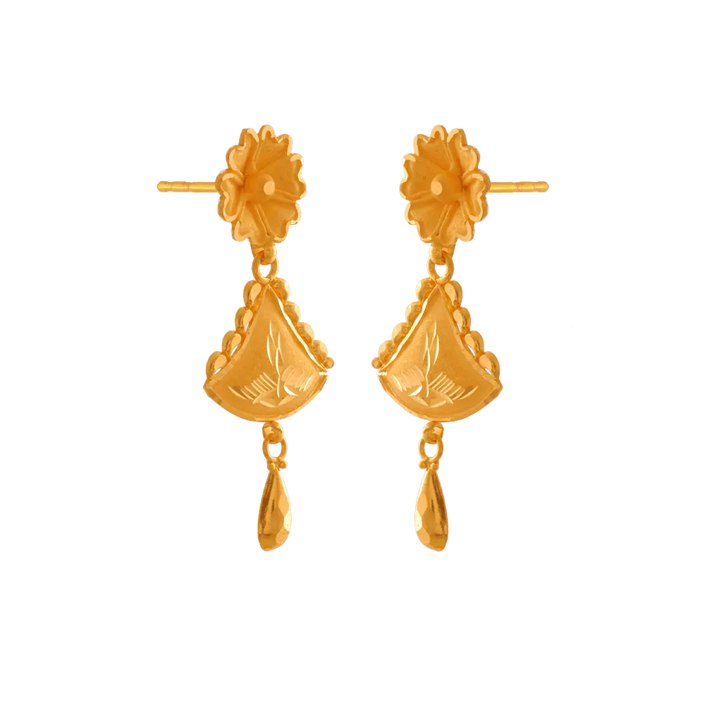 22KT Yellow Gold Drop Earrings For Women