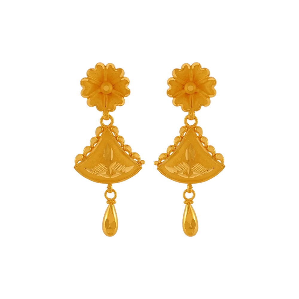 22KT Yellow Gold Drop Earrings For Women