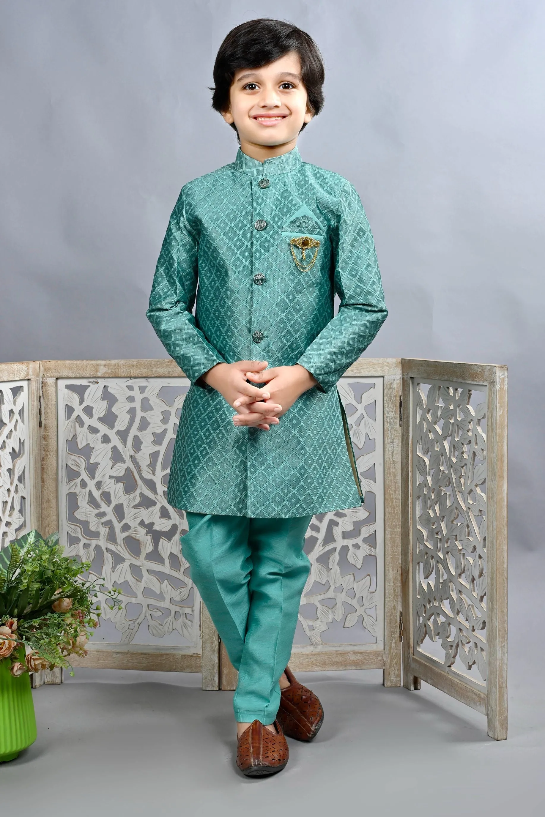 Ahhaaaa Traditional Party Wear Bollywood Style Indo-Western Sherwani for Boys