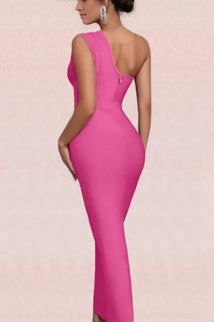 Ally Bodycon Midi Dress - Hot Pink