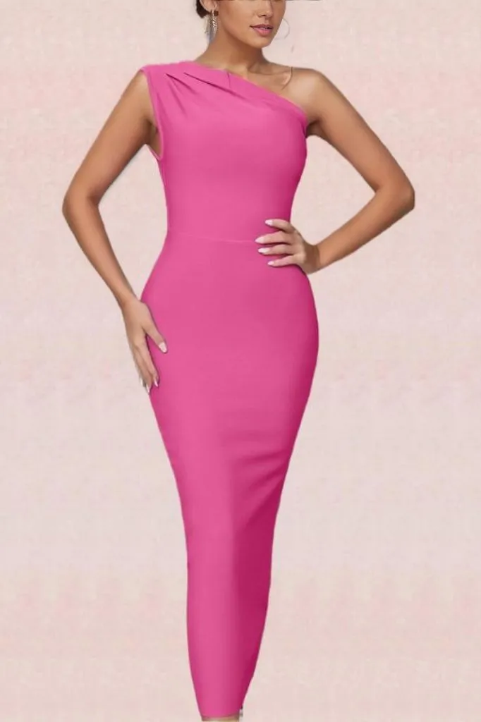 Ally Bodycon Midi Dress - Hot Pink