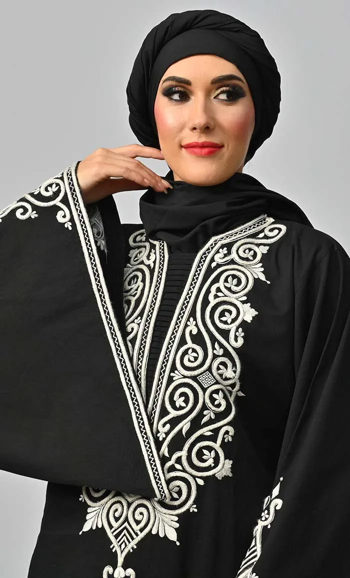 Arabic Beautiful Dori Work Detailing Abaya With Pockets