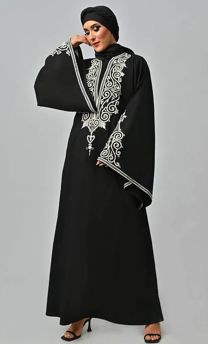 Arabic Beautiful Dori Work Detailing Abaya With Pockets