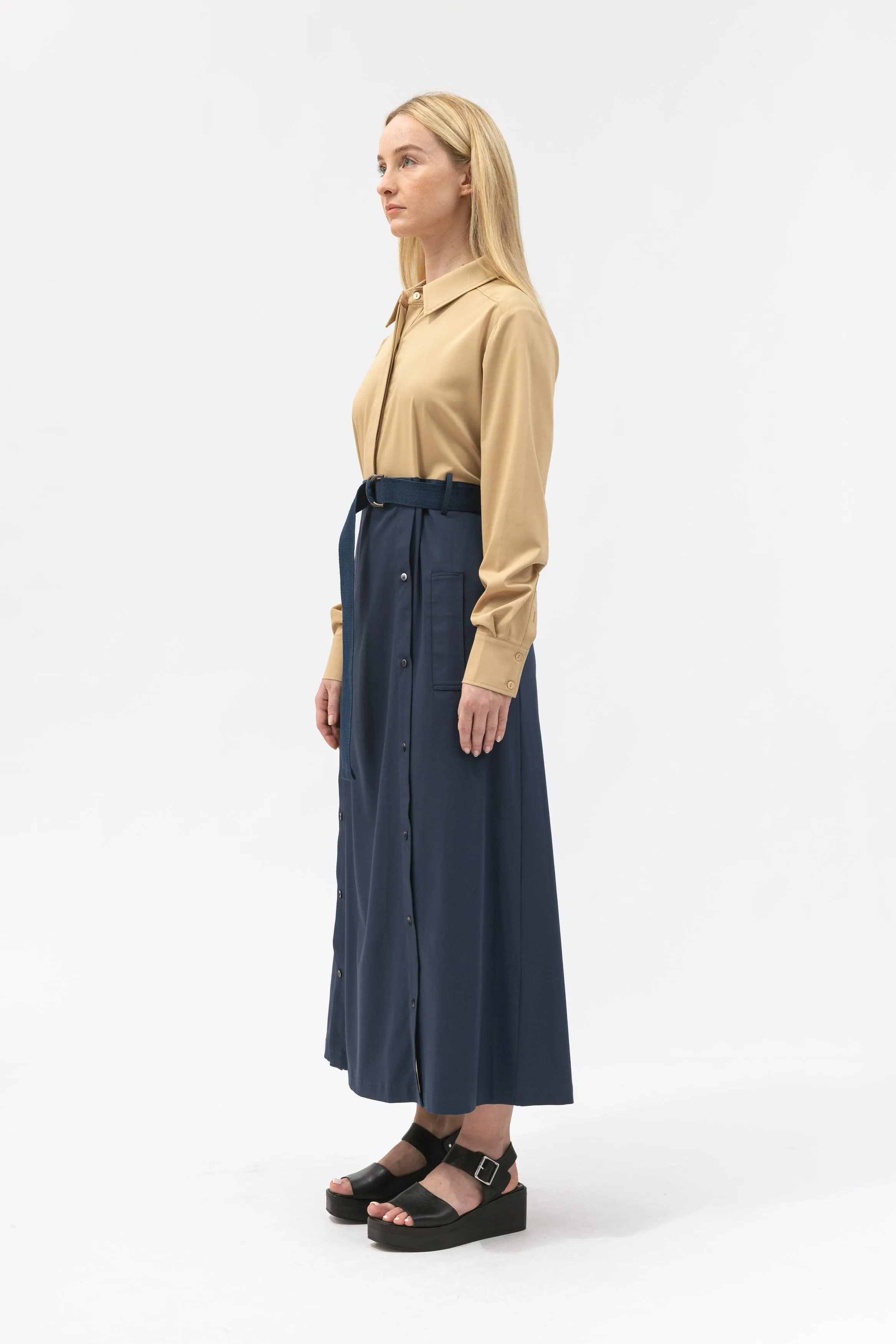 Bamboo Back-Gathered Shirt Dress