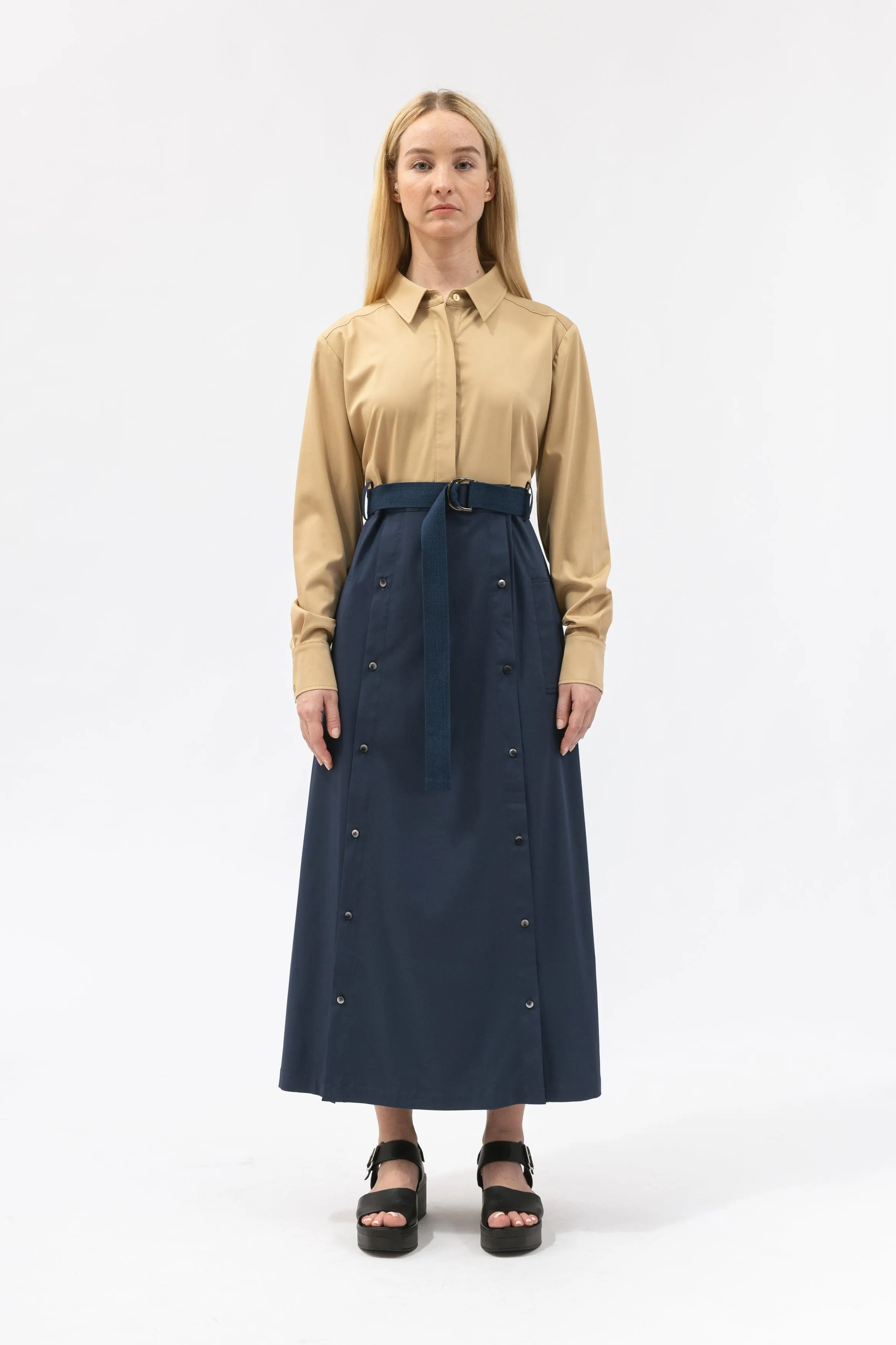 Bamboo Back-Gathered Shirt Dress