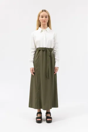 Bamboo Back-Gathered Shirt Dress