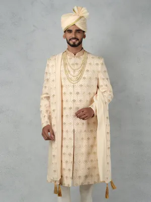 Beige & Gold Sherwani | TULA