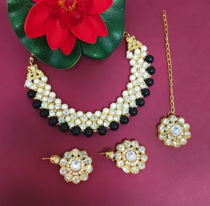 Bhavi Jewels Crystal Stone Gold Plated  Necklace Set