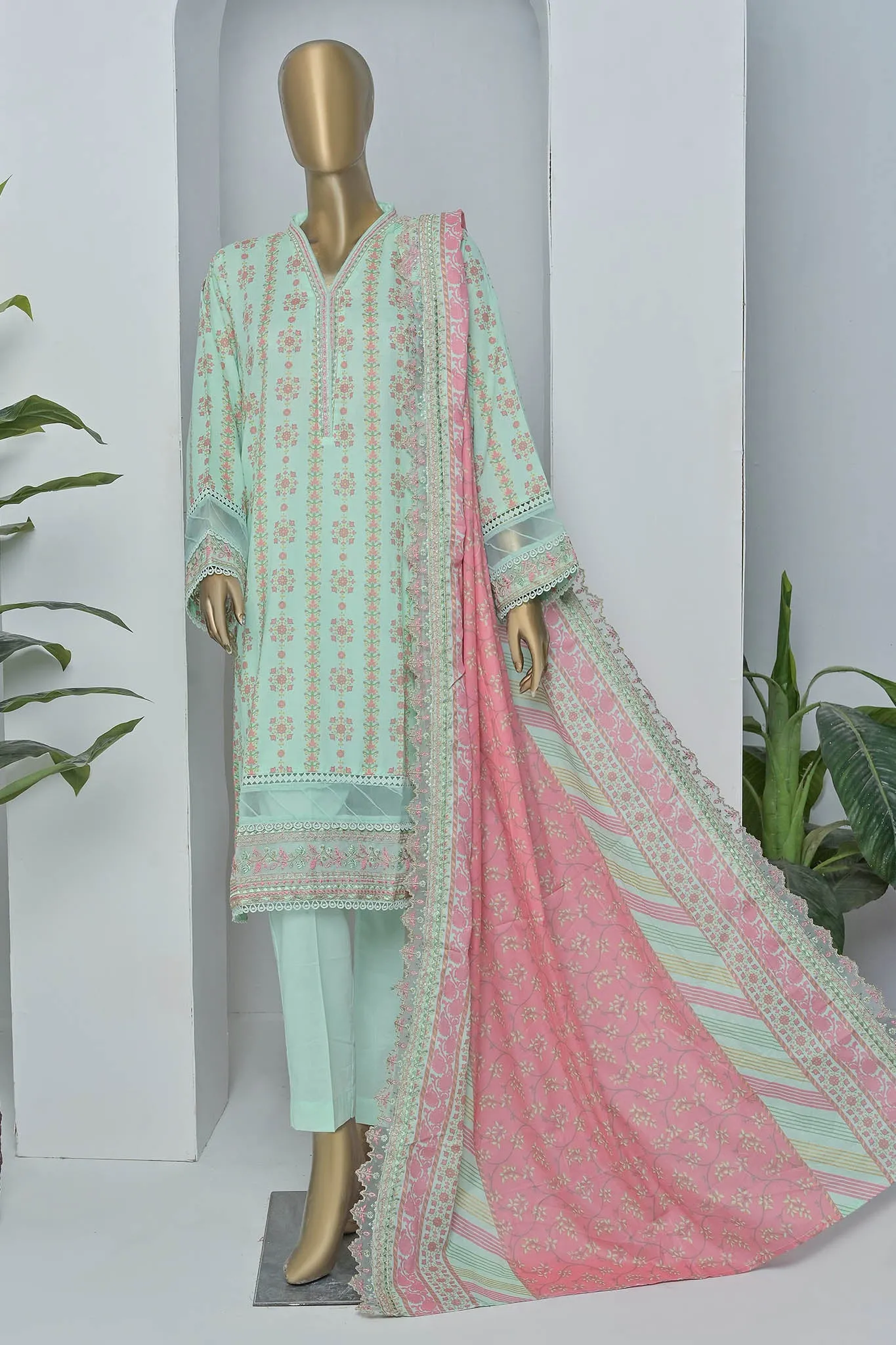 Bin Saeed Stitched 3 Piece Embroidered Lawn Collection'2022-F-0304-Pista