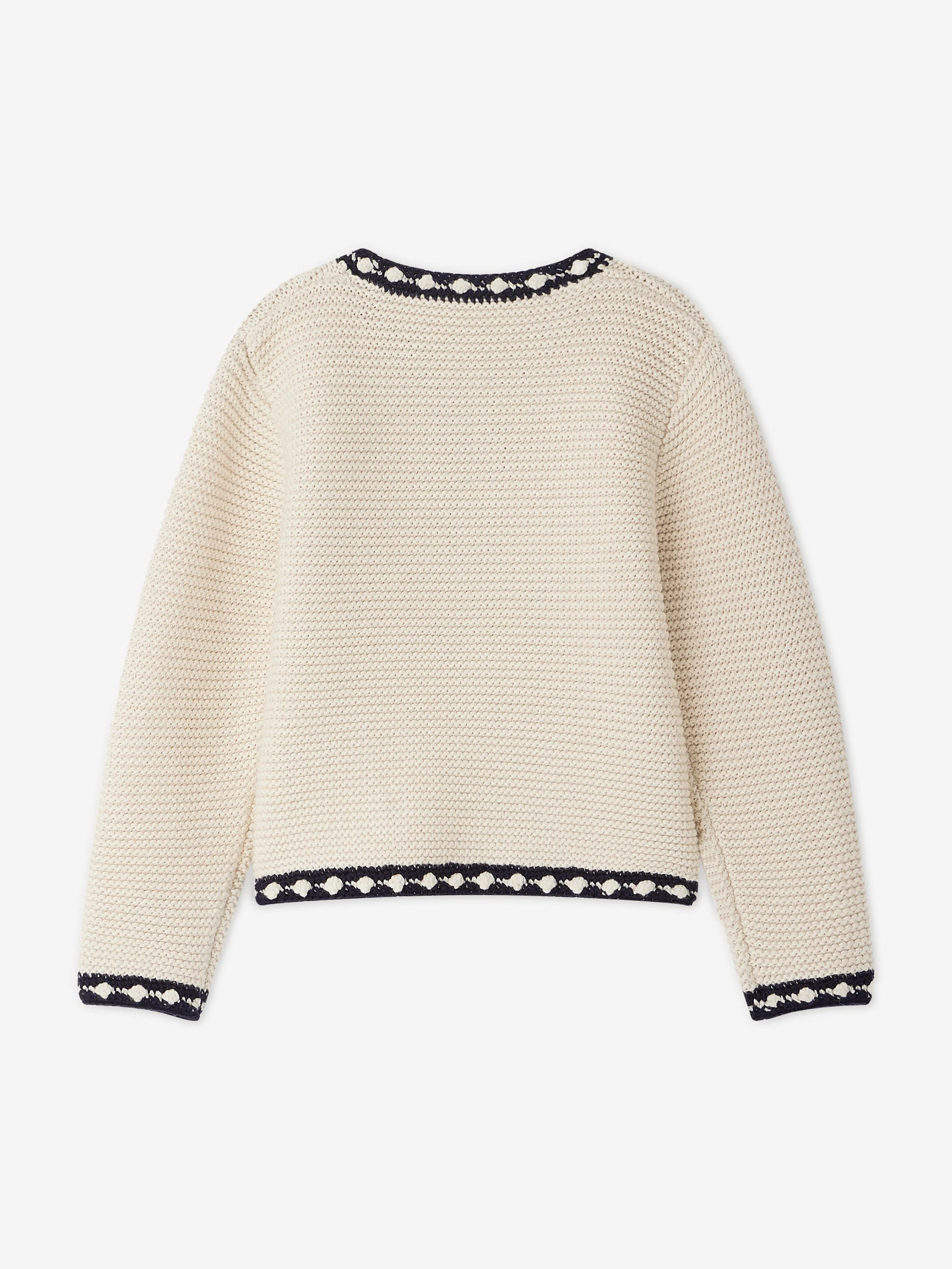 Bonpoint Girls Fanette Cardigan in Ivory