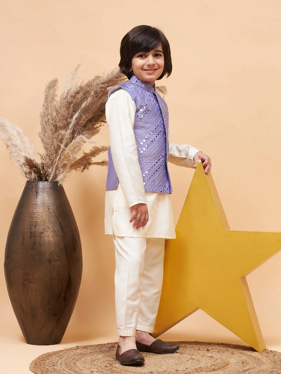 Boy's Purple Nehru Jacket - Vastramay Boys