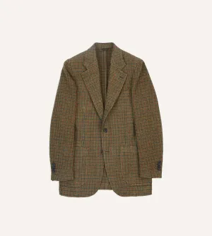 Brown Houndstooth Check Tweed Blazer