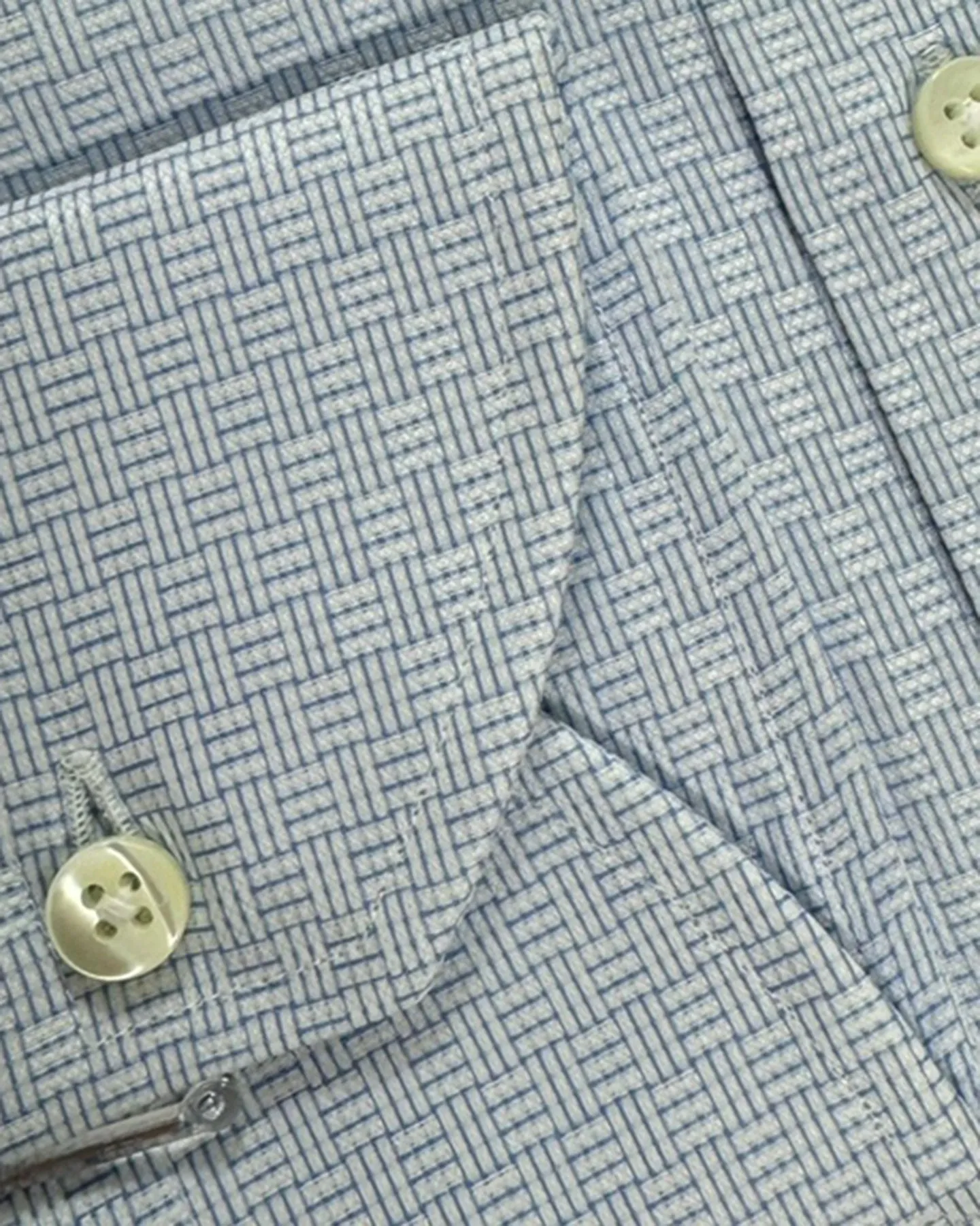 Canali Dress Shirt Blue Basketweave Impeccabile - Modern Fit 41 - 16