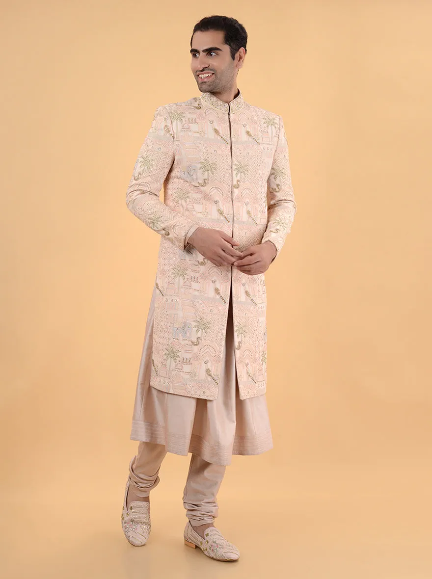 Champgne peach Sherwani | TULA