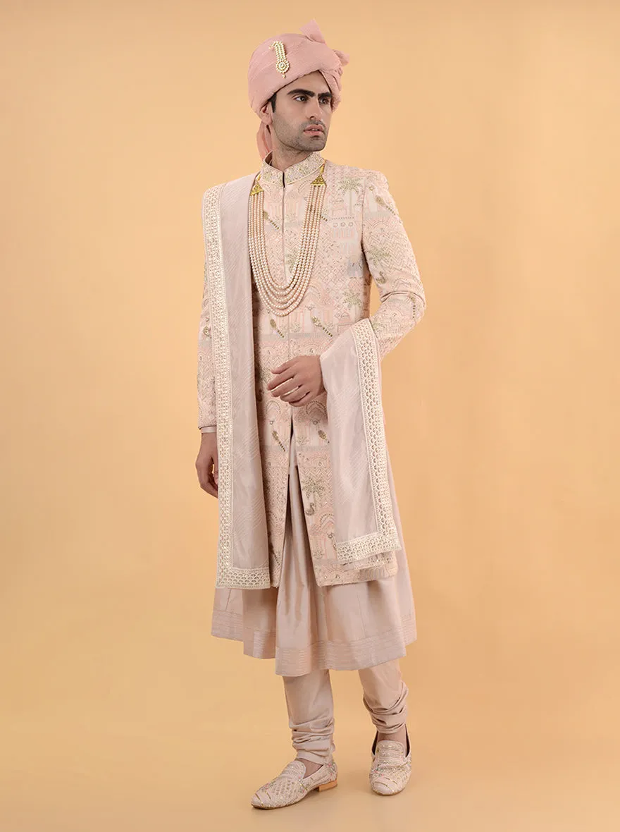 Champgne peach Sherwani | TULA