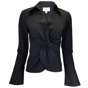 Cinq a Sept Black Mckenna Twist-Front Top