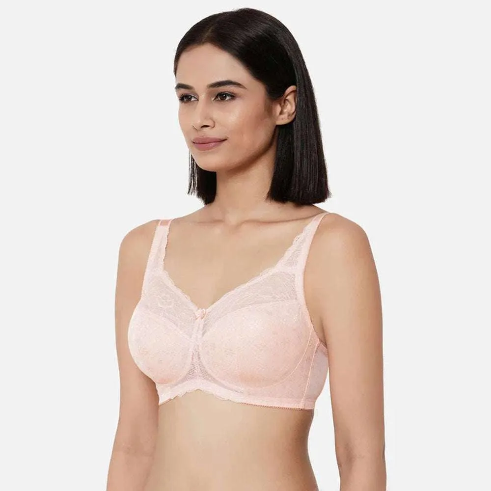 Classic Non Padded Non Wired Full Coverage Plus Size Everyday Comfort Bra - Peach