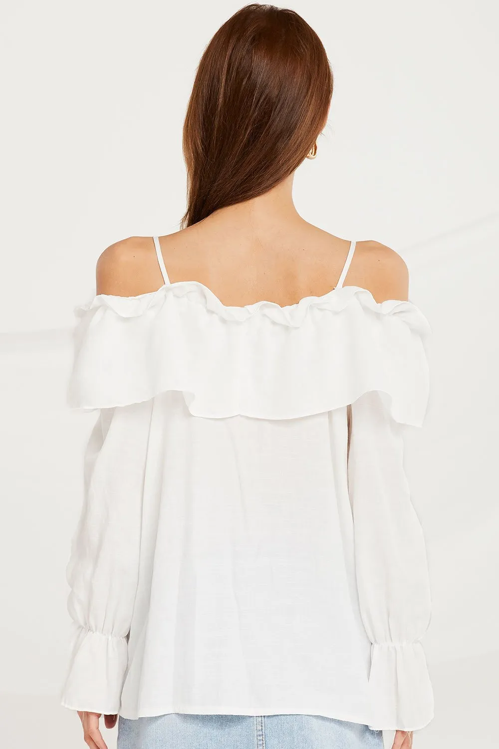 Claudia Ruffle Cold Shoulder Blouse