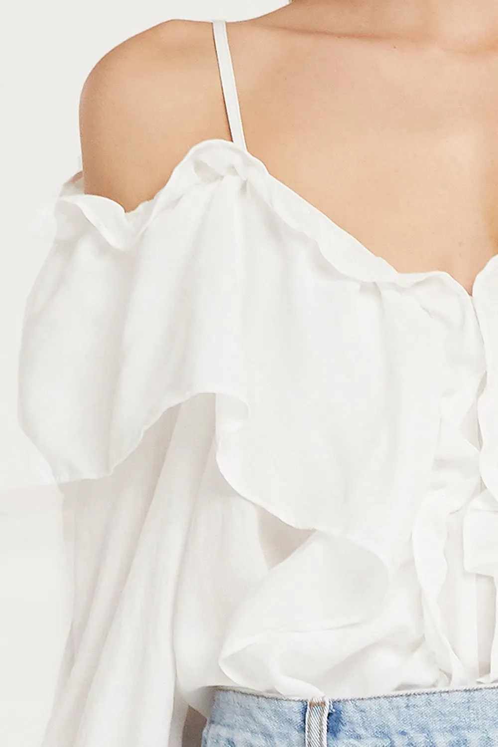 Claudia Ruffle Cold Shoulder Blouse