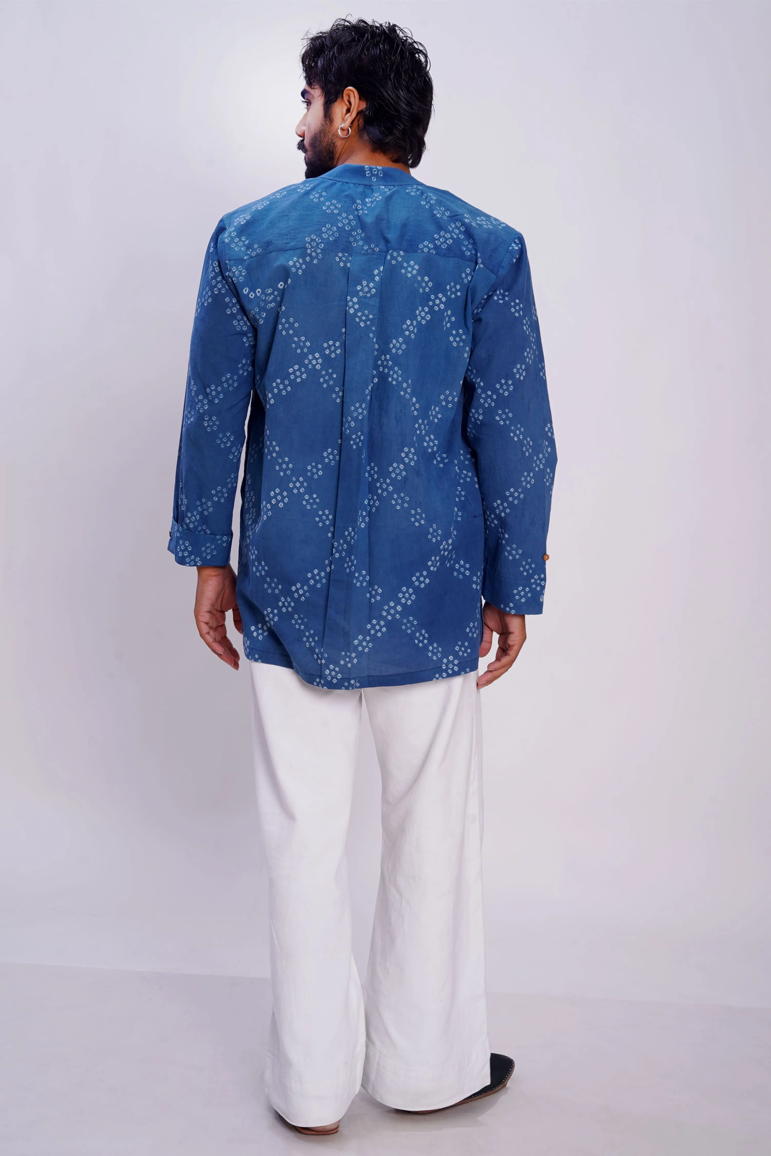 Cotton bandhani criss cross forever kurta for men