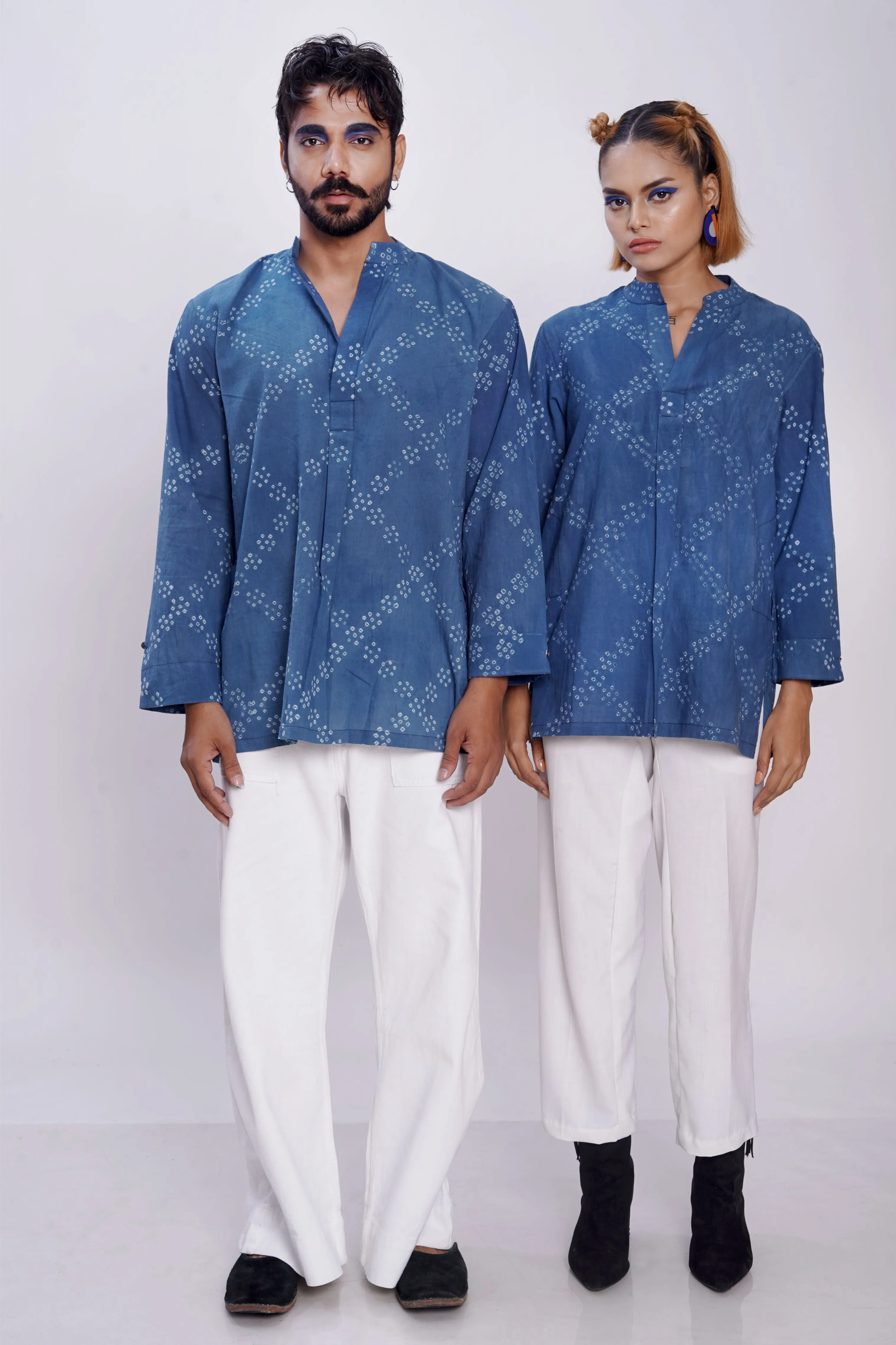 Cotton bandhani criss cross forever kurta for men