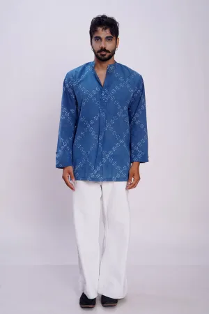 Cotton bandhani criss cross forever kurta for men