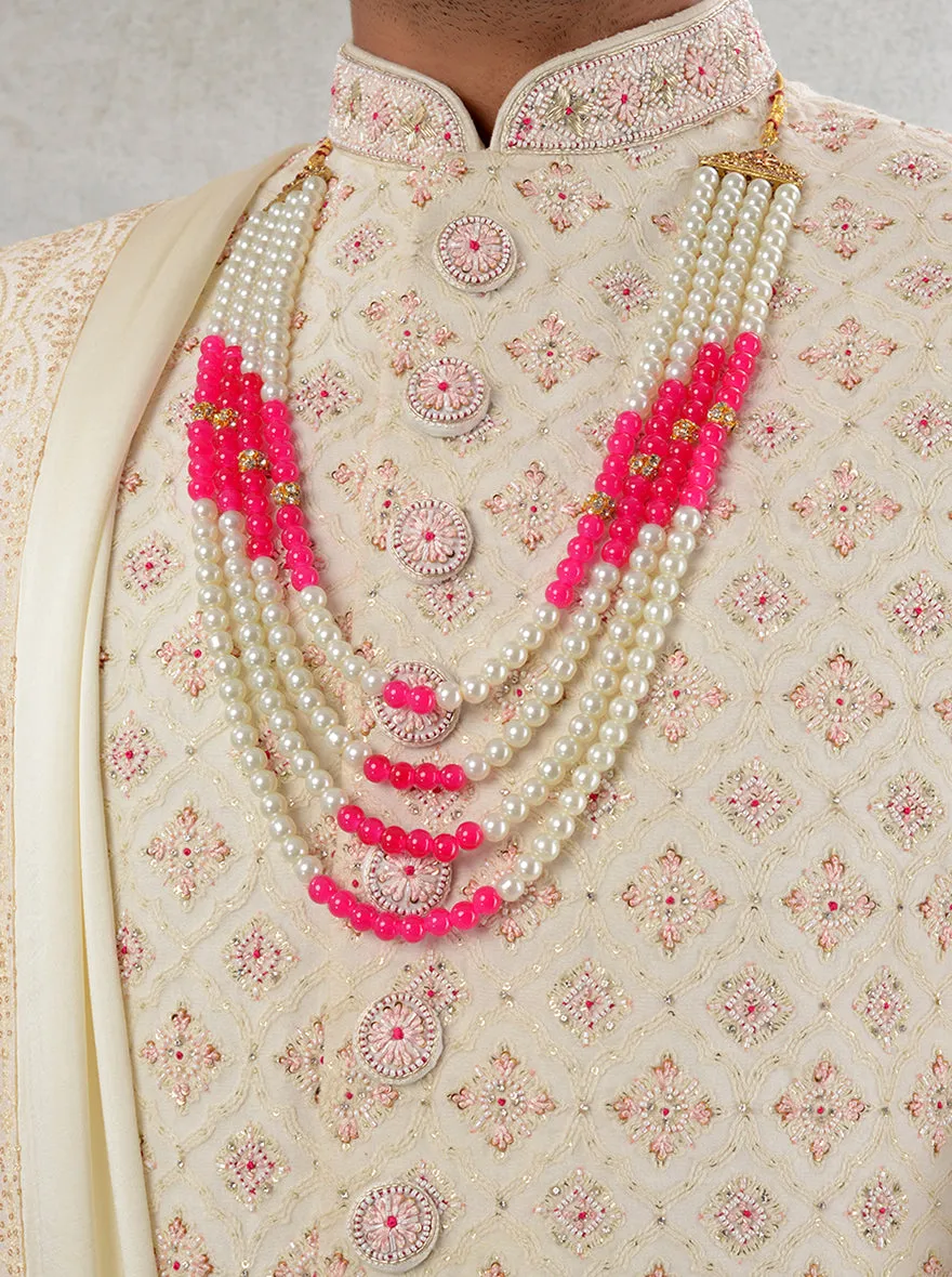 Cream & Pink Sherwani | TULA