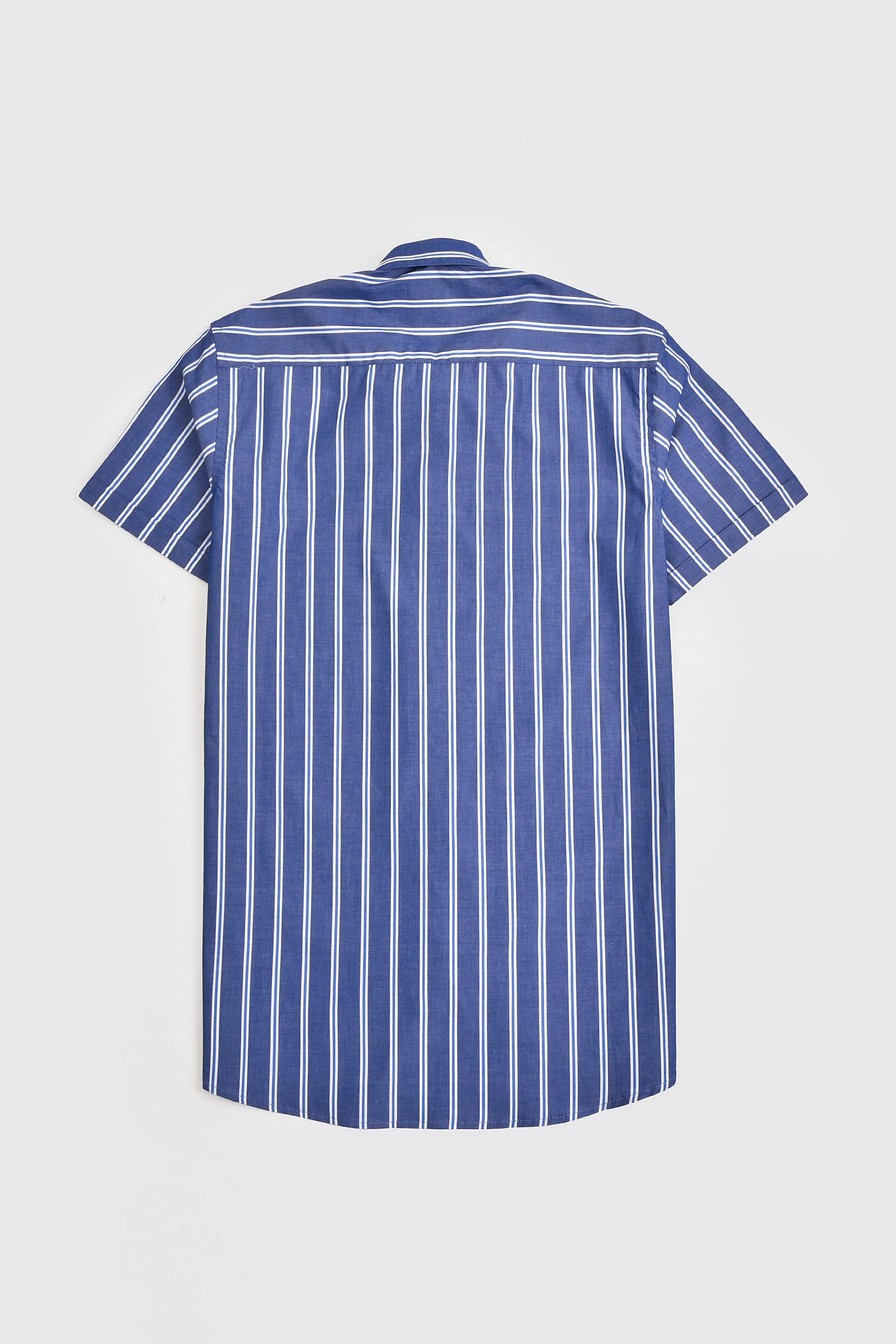 Dark Blue Striped Casual Shirt