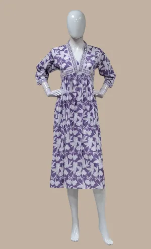 Deep Lilac Printed Kurti Dress