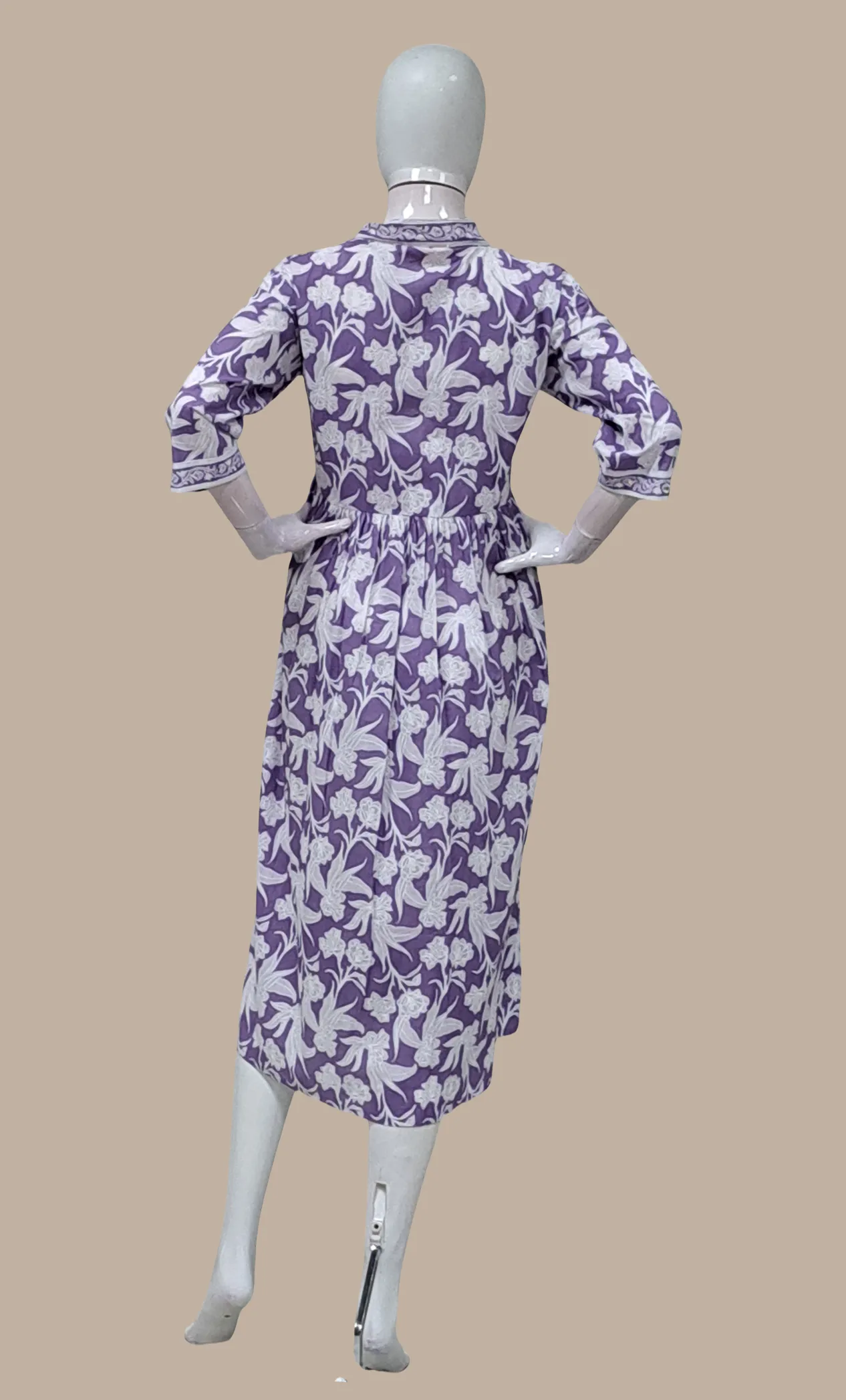 Deep Lilac Printed Kurti Dress