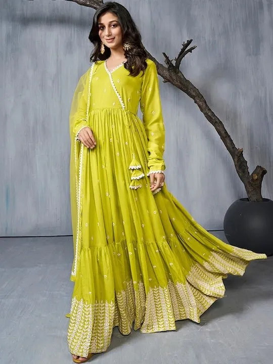 Ethnic Motifs Embroidered Anarkali Kurta With Dupatta