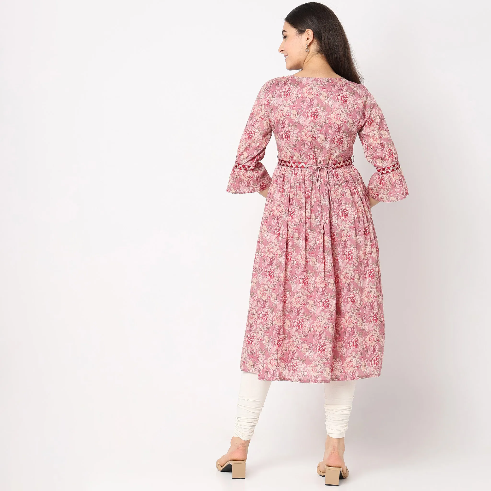 Flare Fit Embroidered Kurta