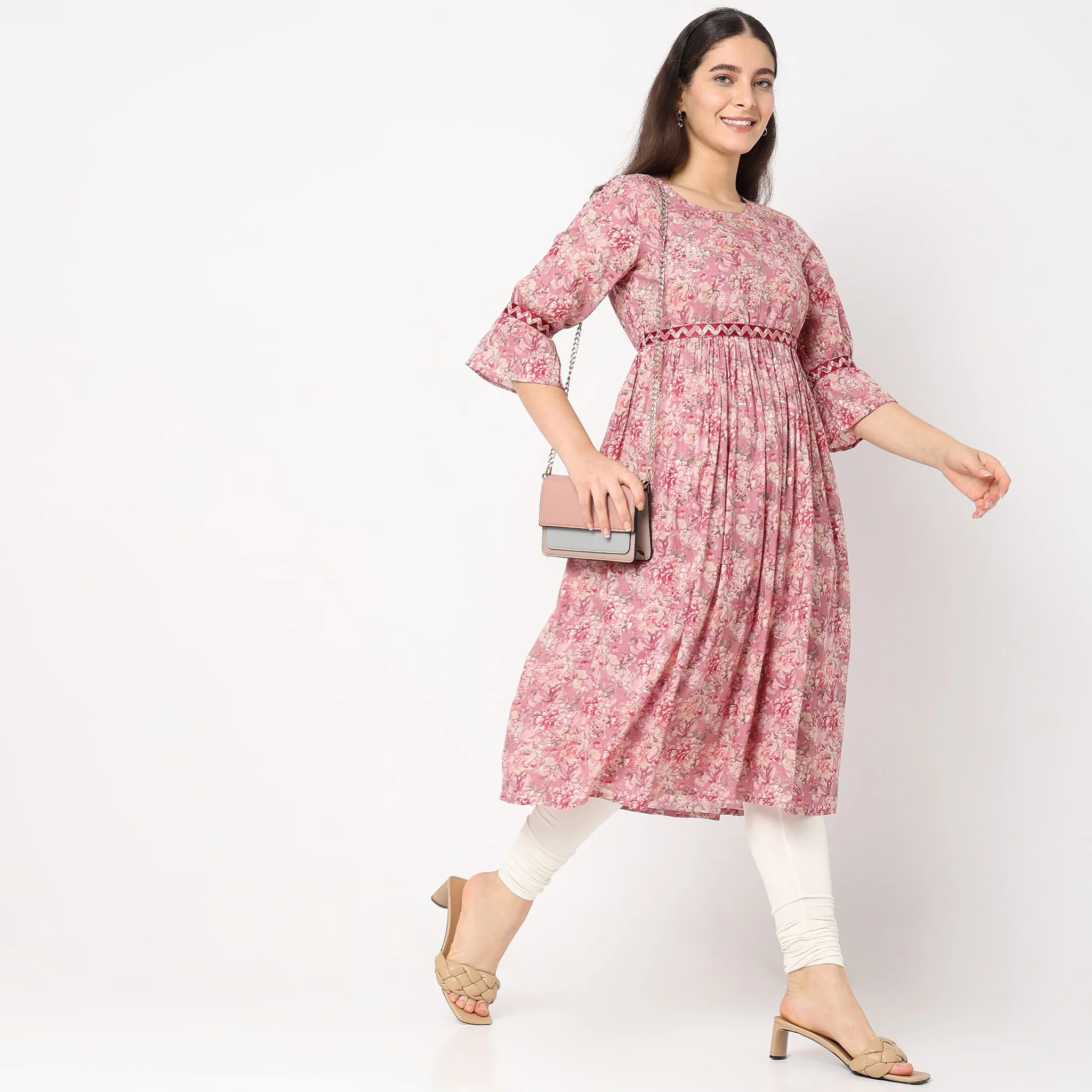 Flare Fit Embroidered Kurta