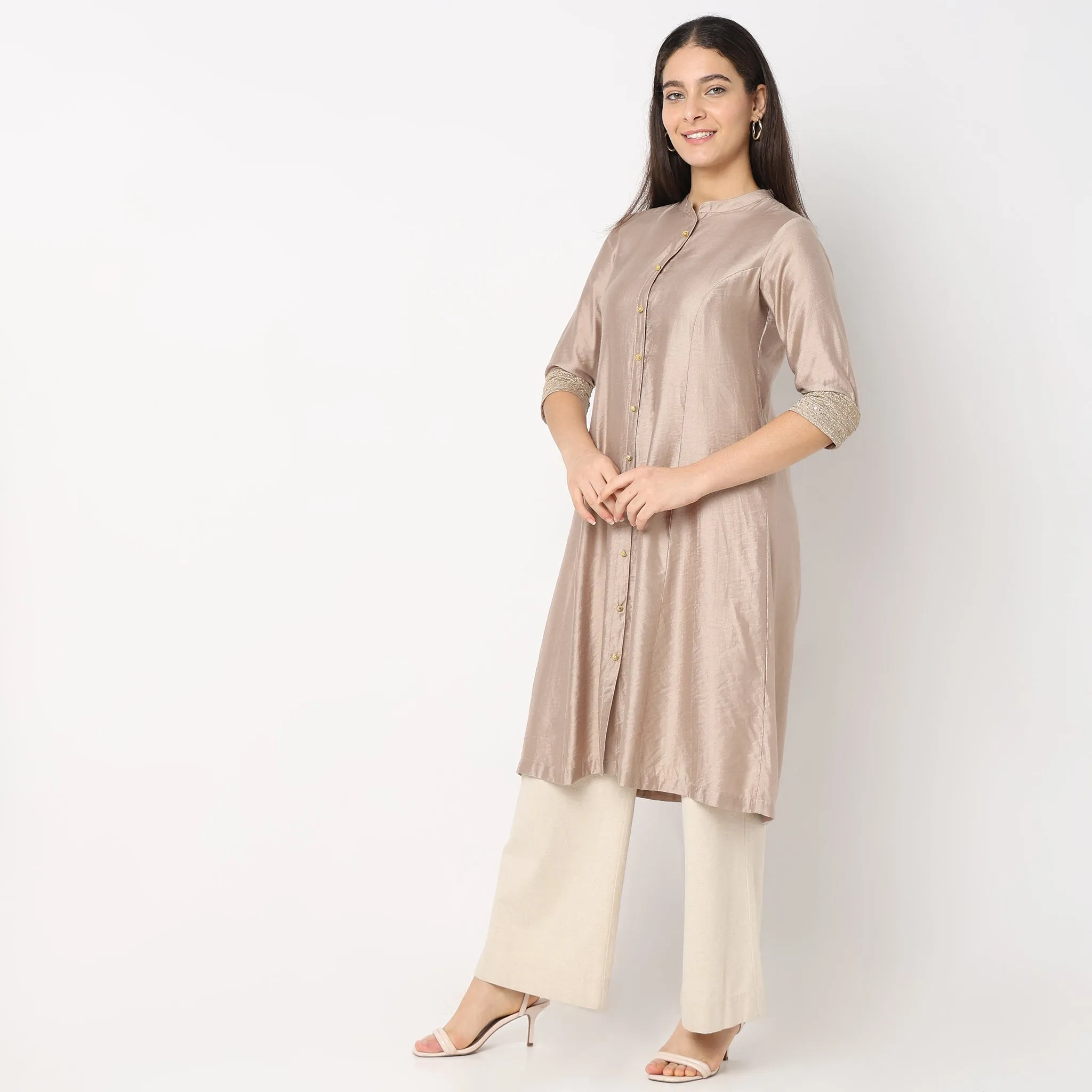 Flare Fit Embroidered Kurta