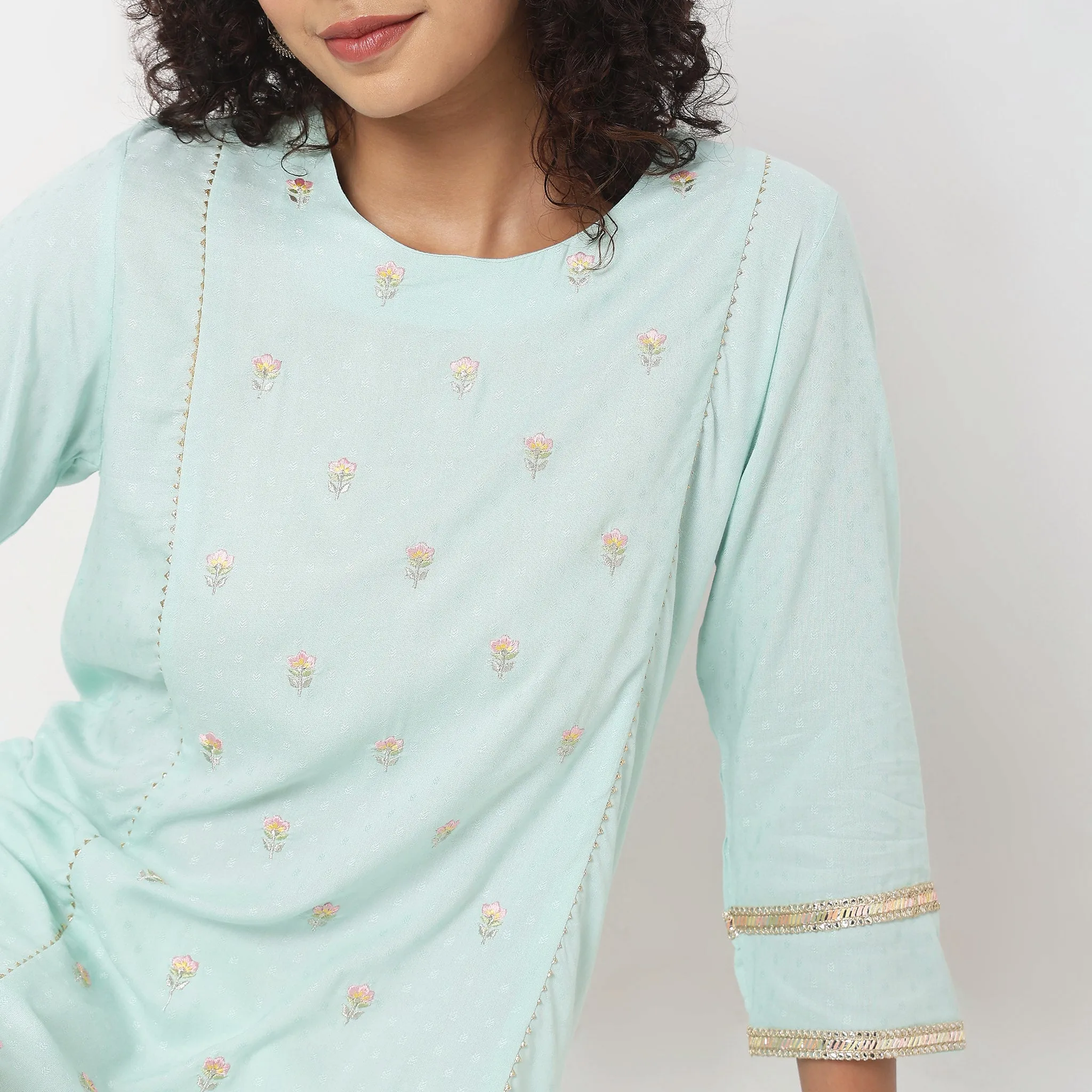 Flare Fit Embroidered Kurta