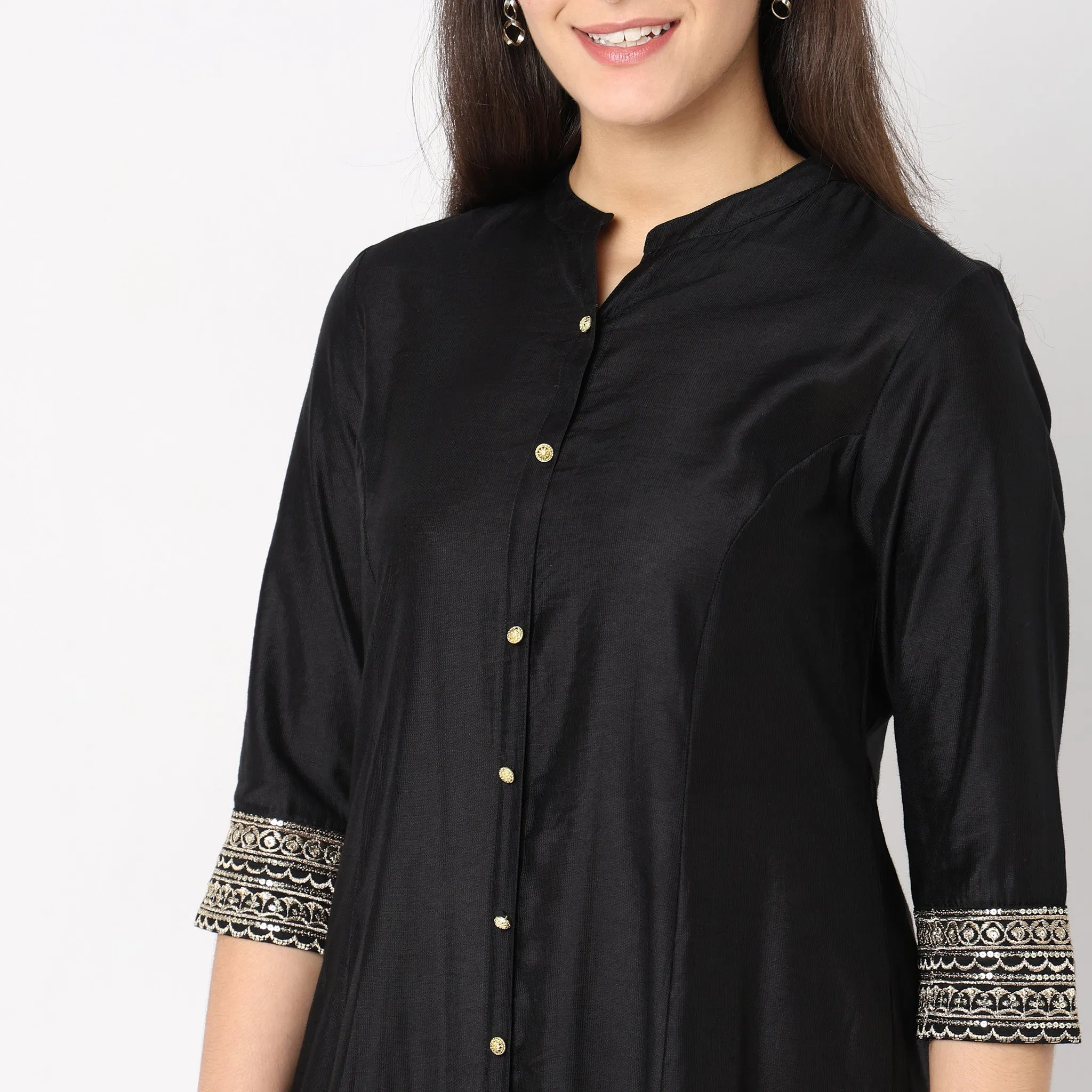 Flare Fit Embroidered Kurta