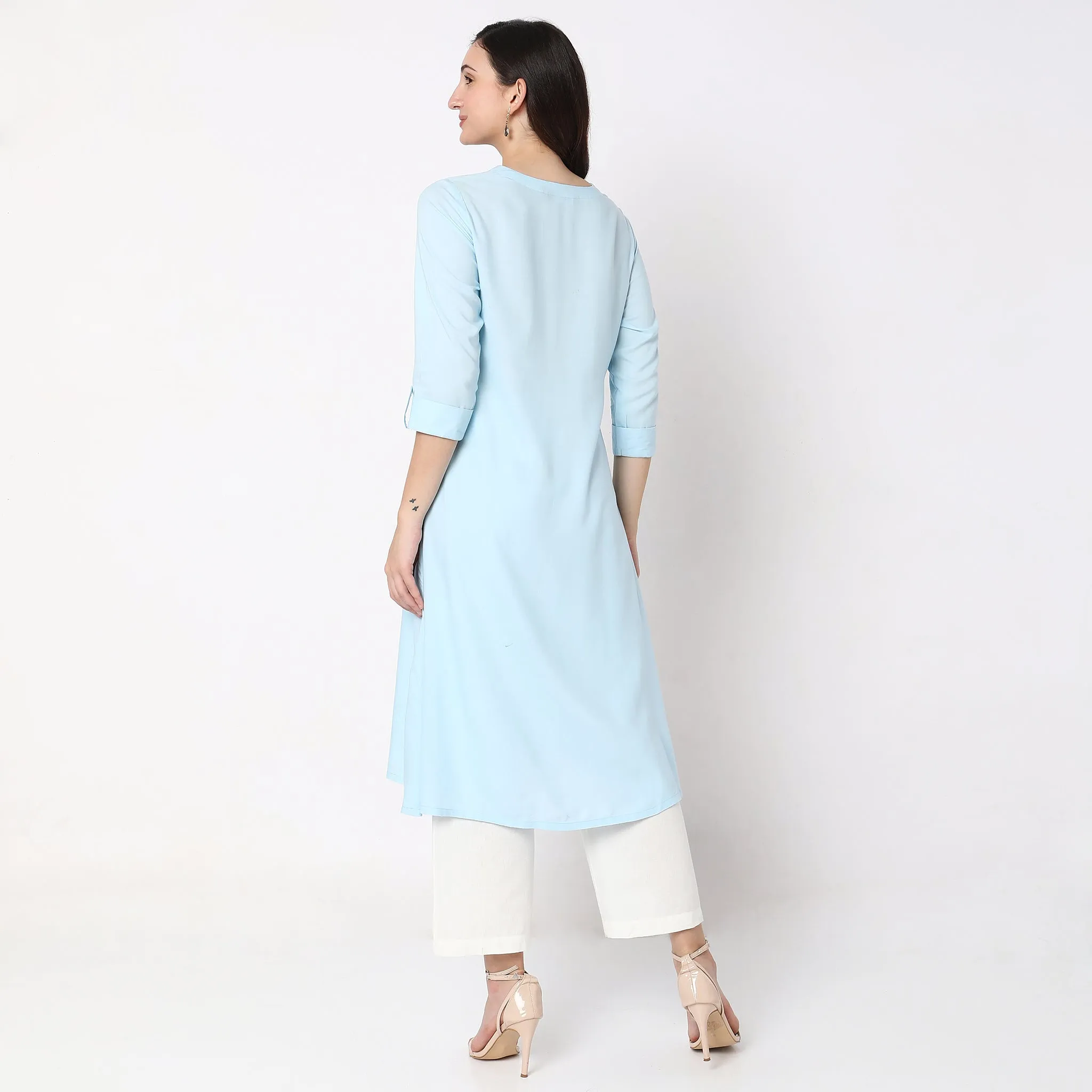 Flare Fit Embroidered Kurta