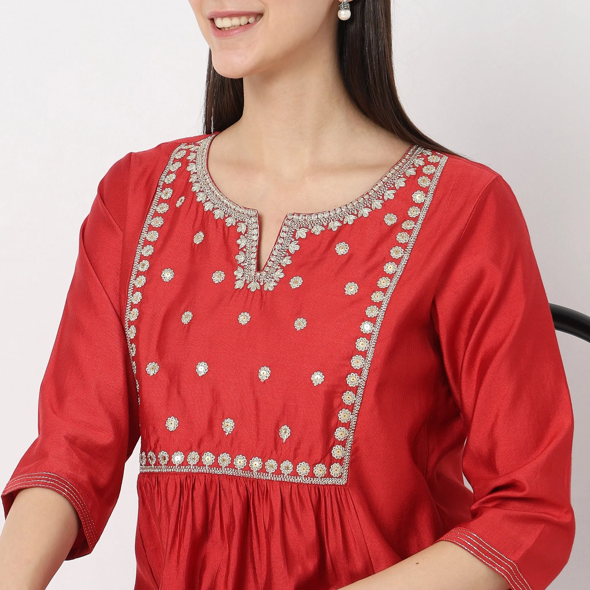 Flare Fit Embroidered Kurta