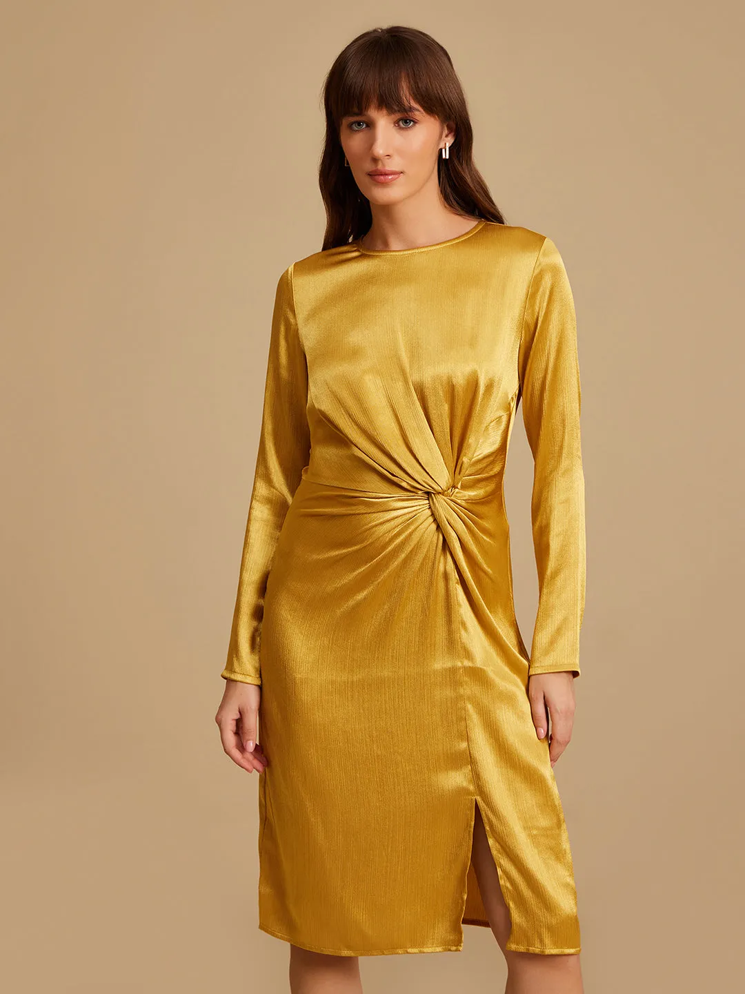 Florence Textured Midi Dress With Slit