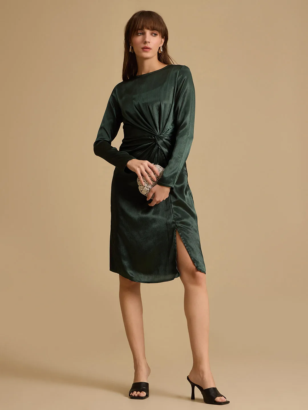 Florence Textured Midi Dress With Slit