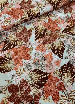 Foil Autumn Leaves Challis Viscose