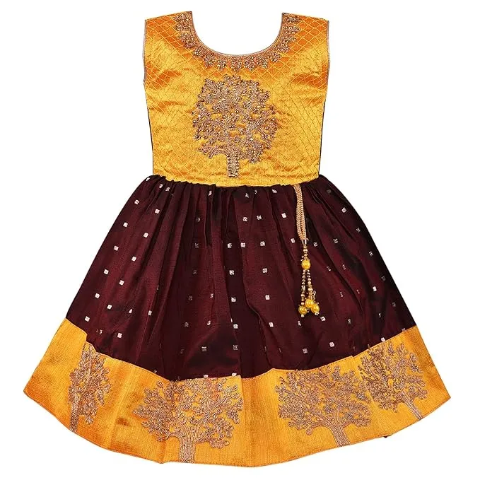 Girls Embroidered Fit and Flare Ethnic Dress