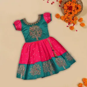 Girls Embroidered Fit and Flare Ethnic Dress