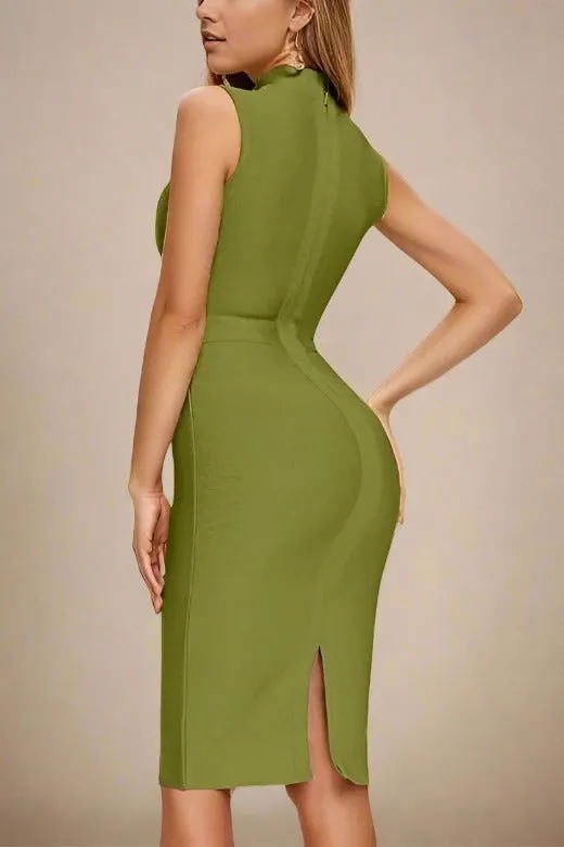 Grace Bandage Midi Dress - Olive Green