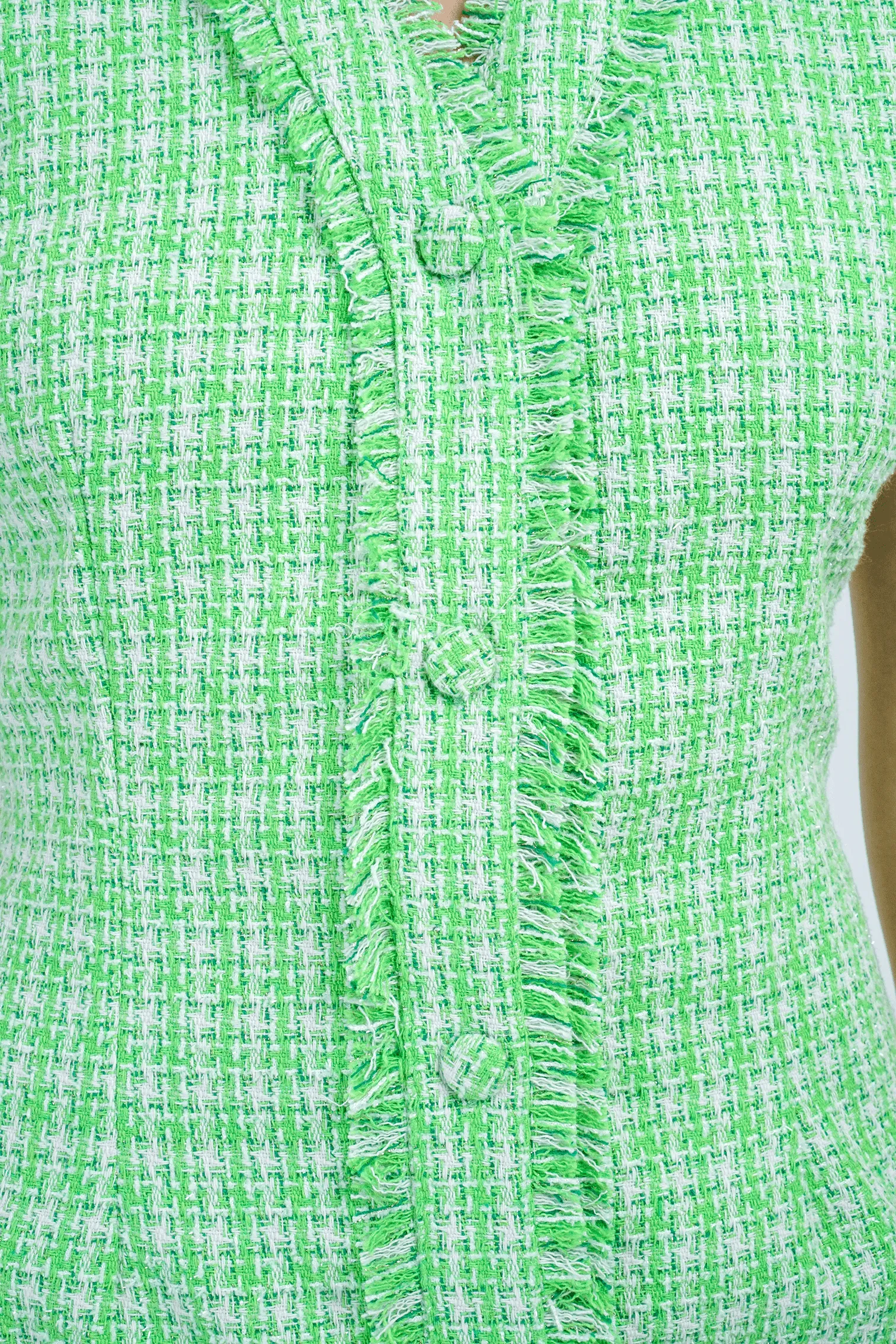 Green Tweed Mini Vest Dress