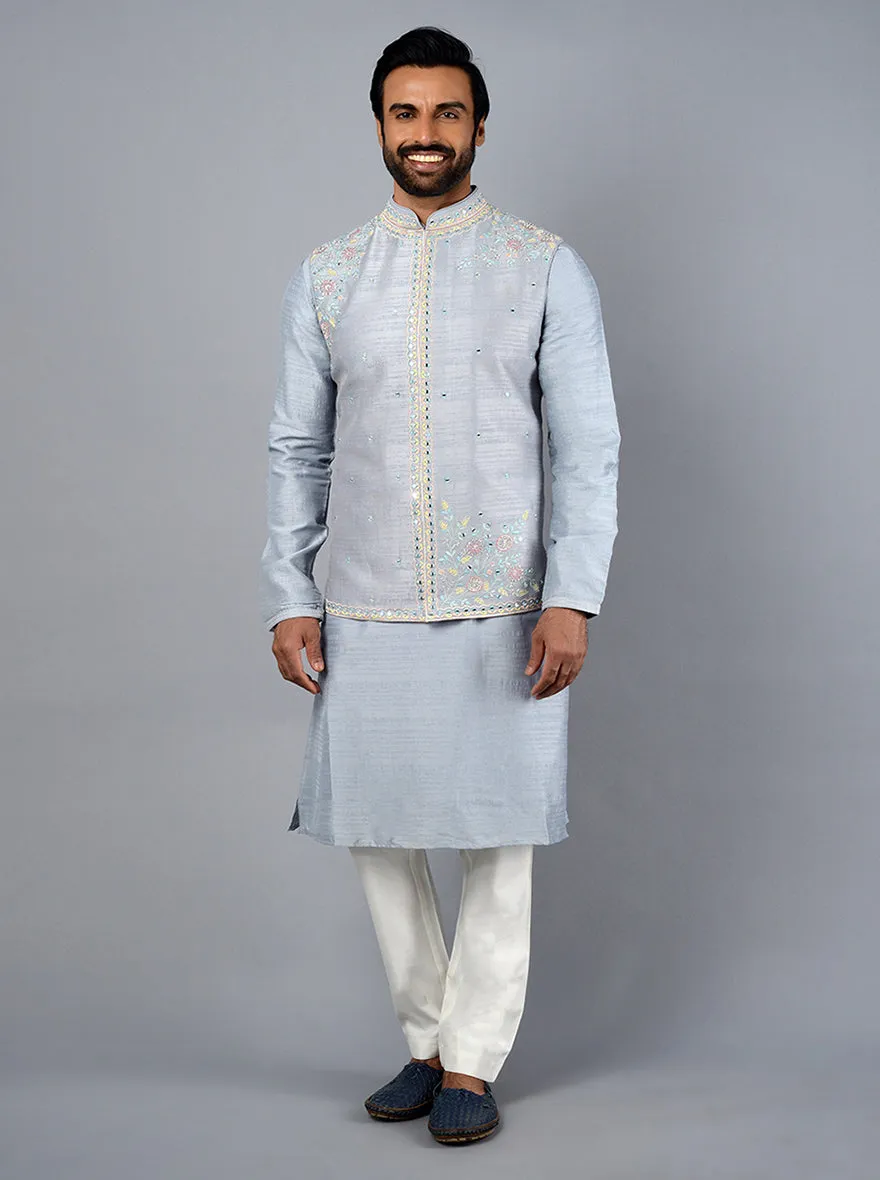 Ice Blue Kurta Set With Koti | TULA