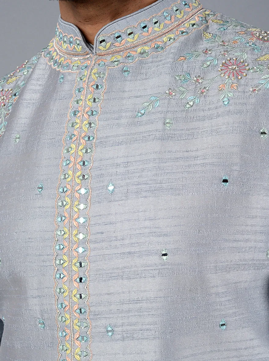 Ice Blue Kurta Set With Koti | TULA