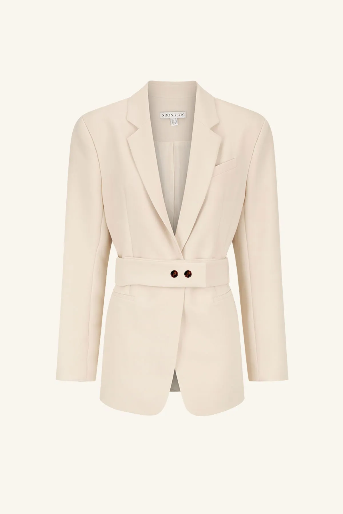 IRENA OVERSIZED TAILORED BLAZER WITH BELT - BONE