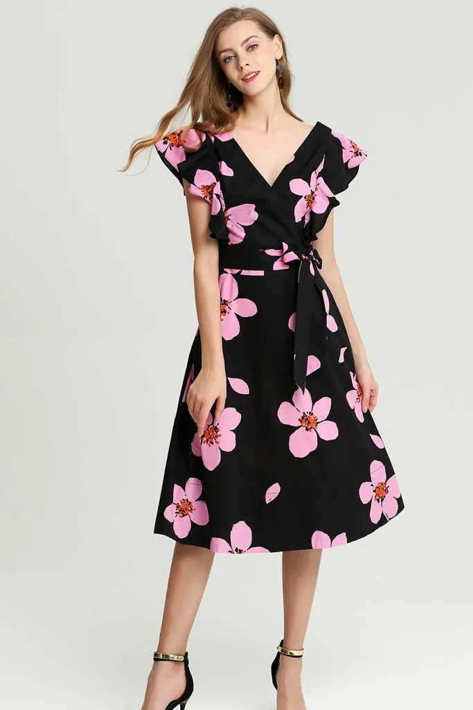 Kate Spade New York Cap Sleeve V-neck Floral Fit & Flare Dress